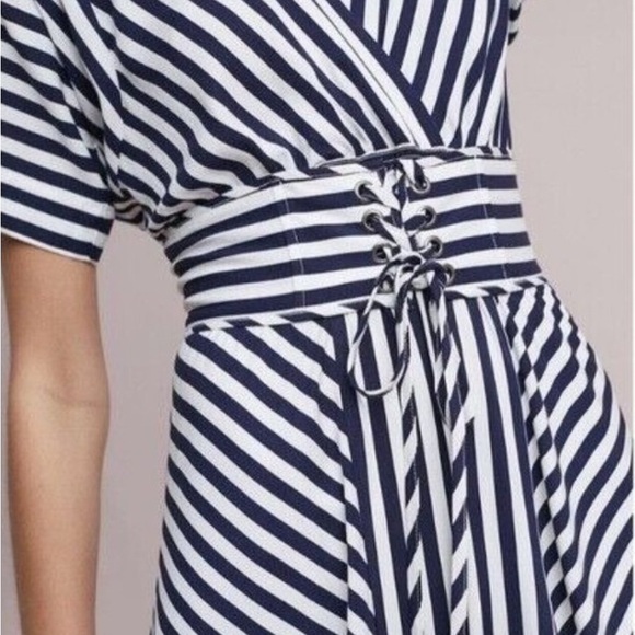 Tracy Reese Anthropologie Black and White Striped Midi Dress - Picture 3 of 7